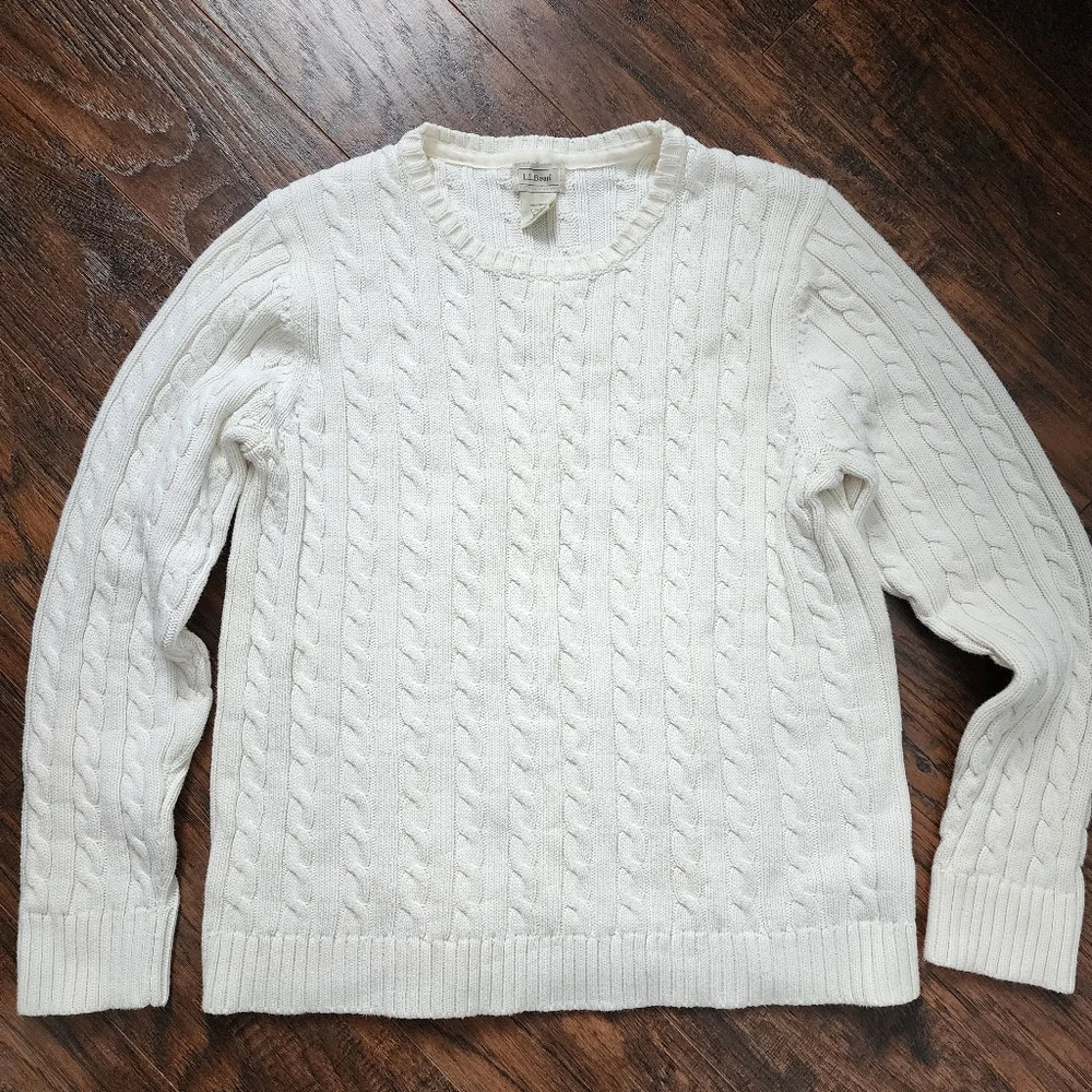 L.L. Bean Women's Cable Knit Sweater - Cream - Picture 11 of 11